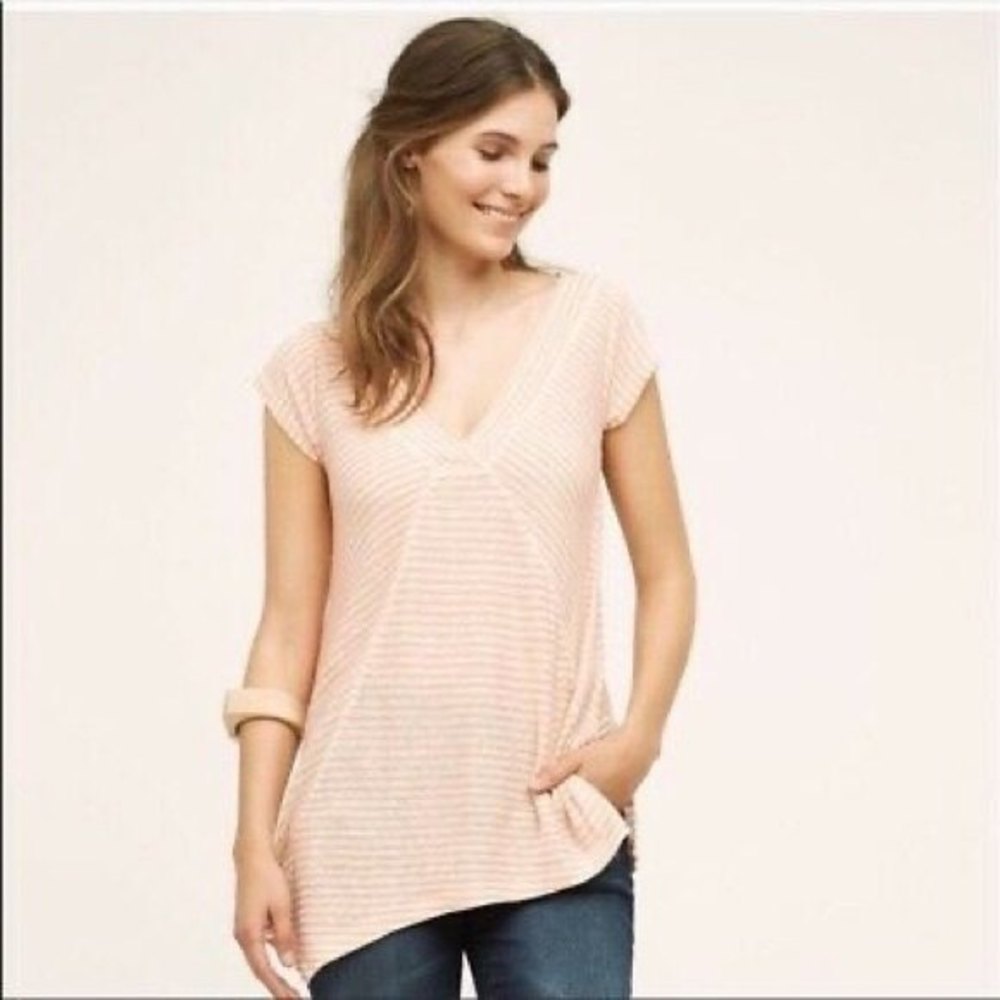 Anthropologie Meadow rue short sleeve top Linen blend V-neck Short sleeve